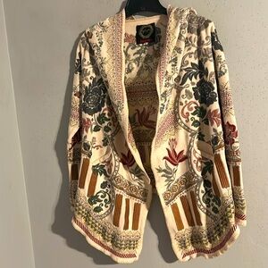 Johnny Was embroidered Floral Patterned Hooded Sweater/jacket NWOT